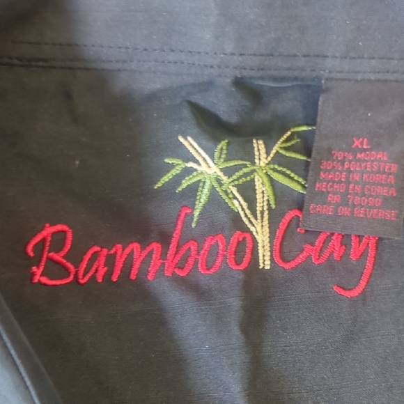 BAMBOO Cay Black Shirt with Embroidered Bamboo - Picture 2 of 4